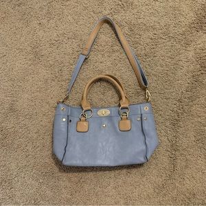 Blue Purse Crossbody Shoulder Strap Multiple Compartments